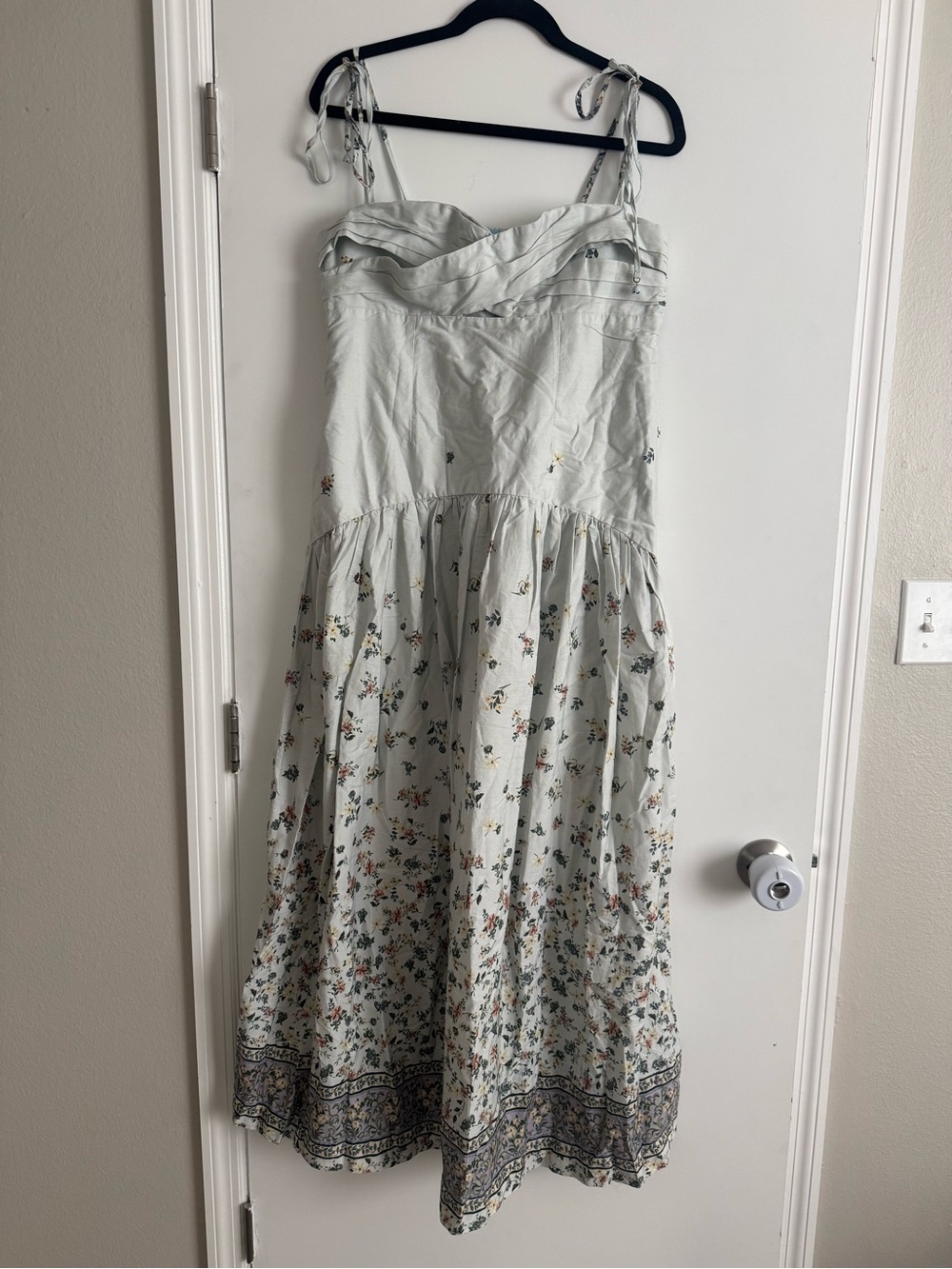 FARM Rio Pale Blue Floral Tie-Shoulder Maxi Dress - Picture 4 of 4